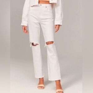 Abercrombie 90’s Straight Ultra High Rise Jeans in White
